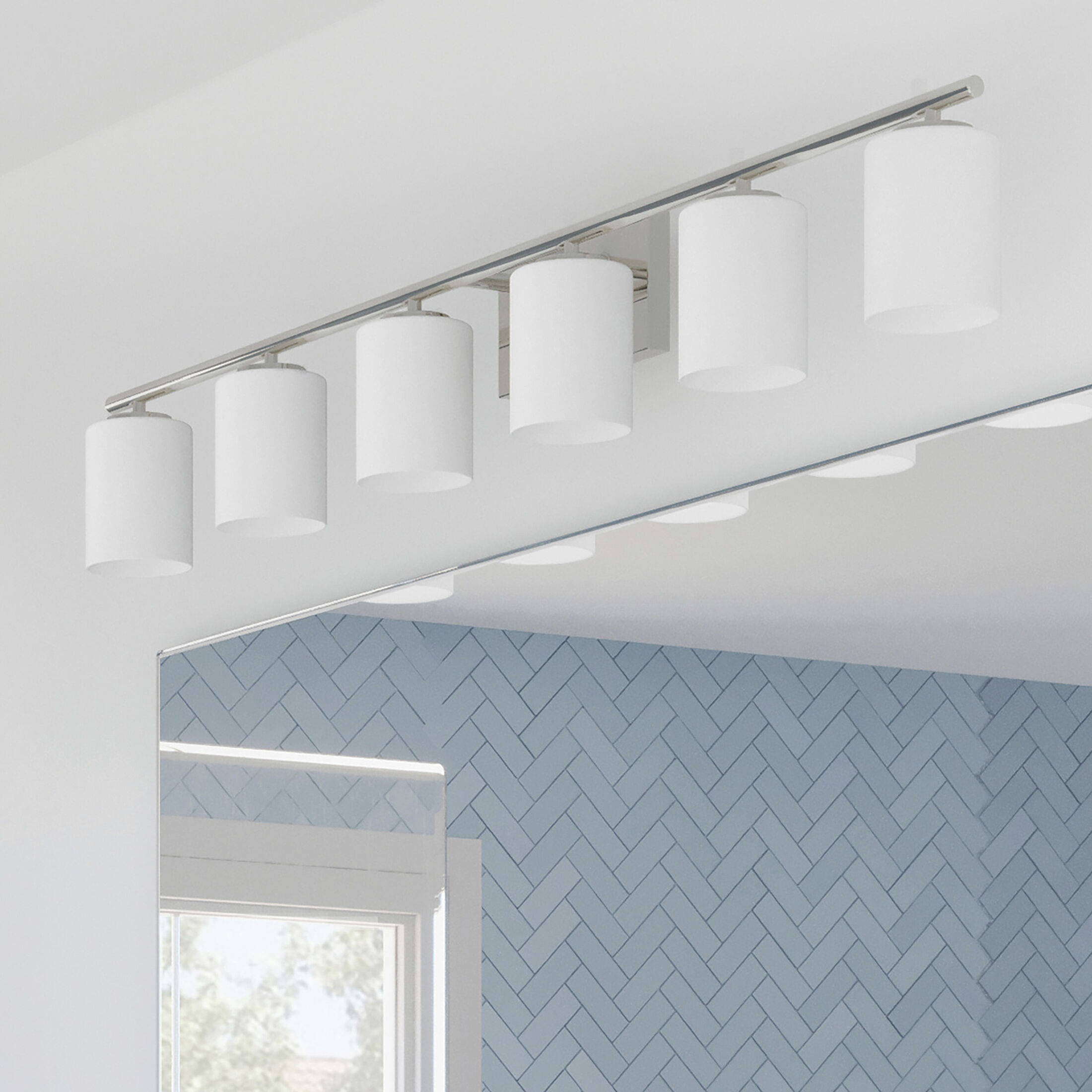 Replay 6 Light 48 inch Brushed Nickel Bath Vanity Wall Light